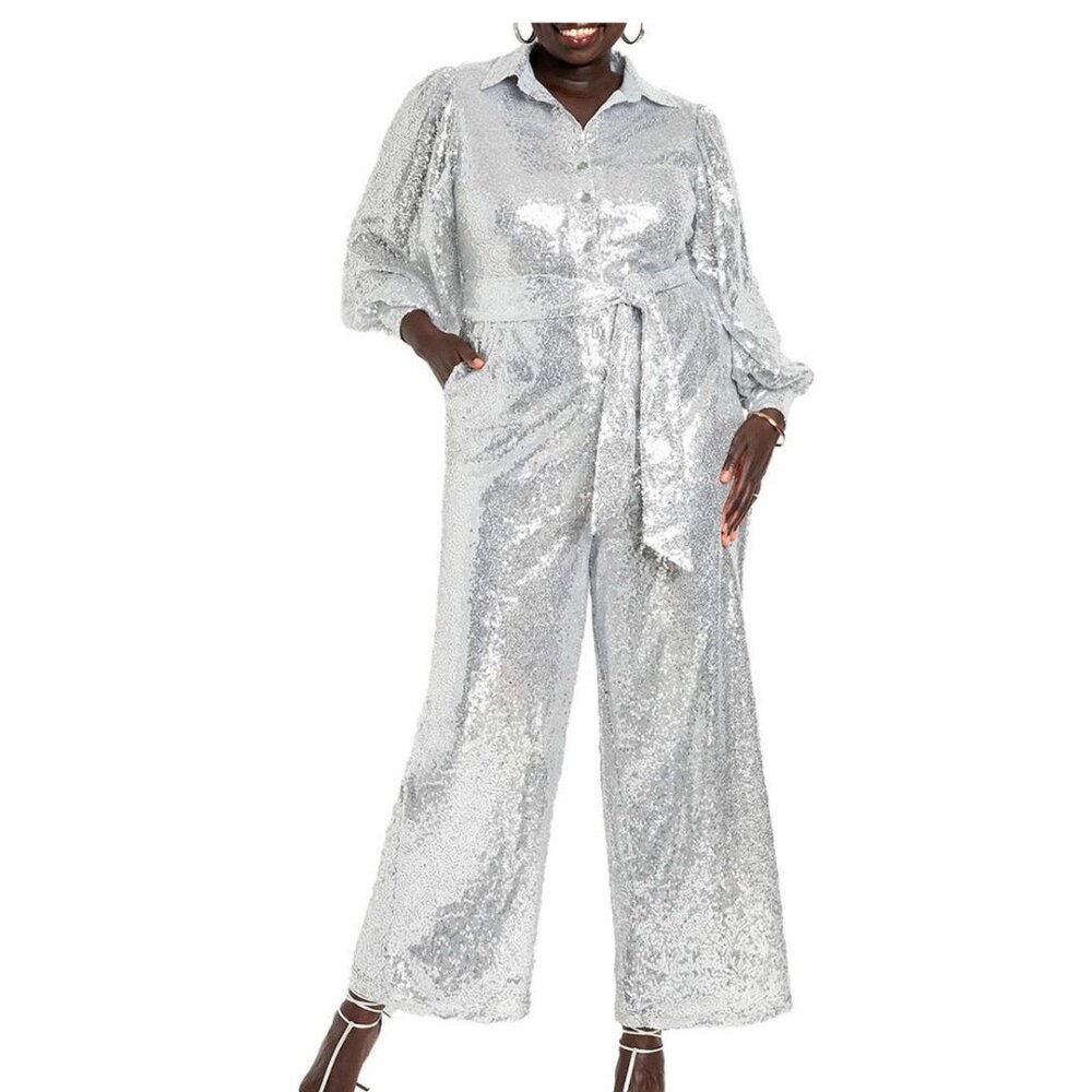 NWT Eloquii Sequin Jumpsuit With Collar Size 16